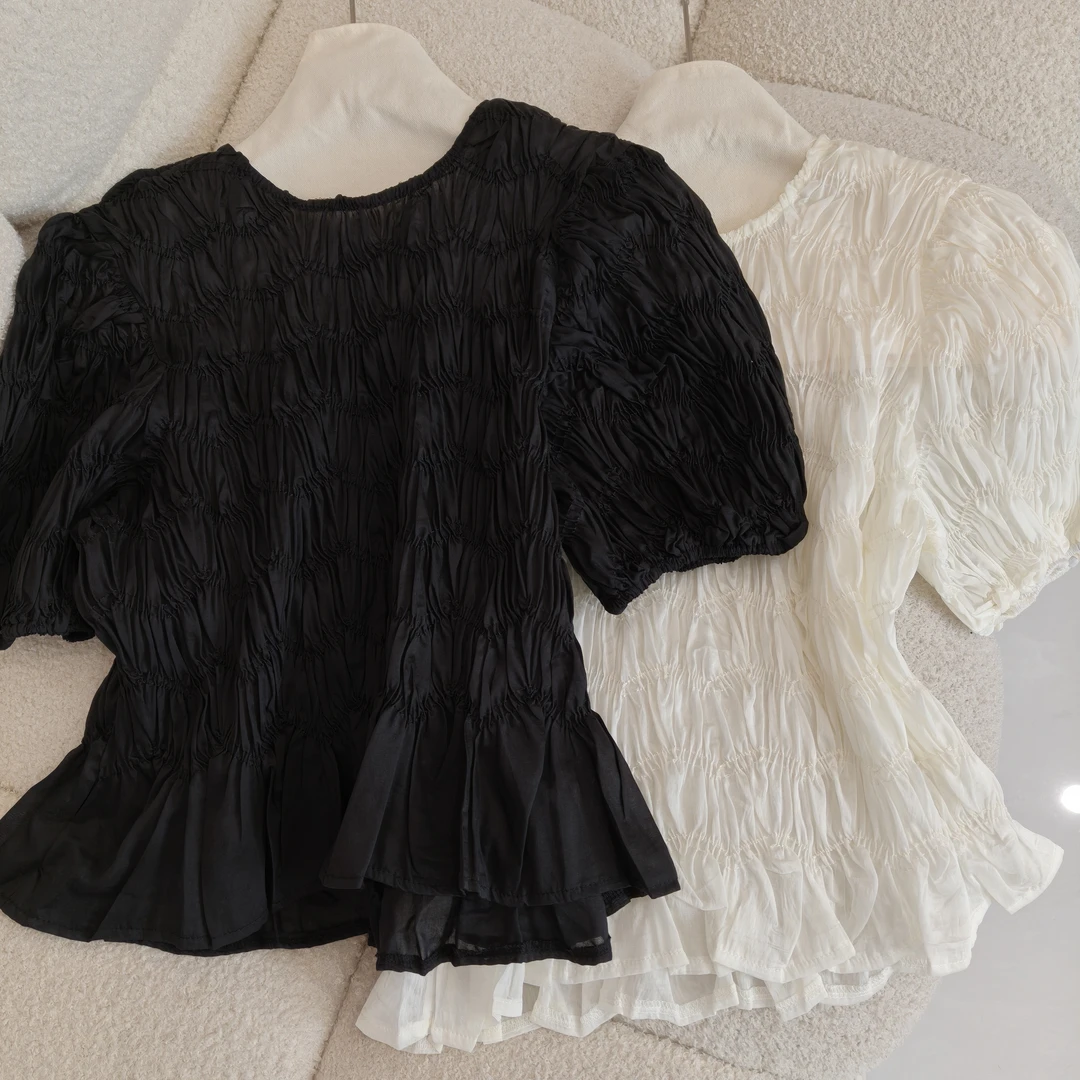 【伟伟专属】2 色褶皱设计感套头 T 恤