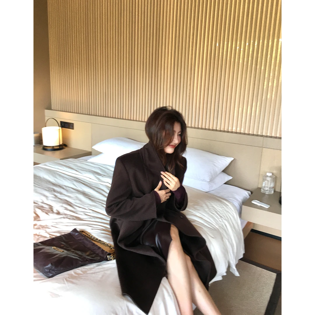 【ALONE SAVOR】龍喜儿 一晌贪欢 极简羊绒长款呢大衣外套L038