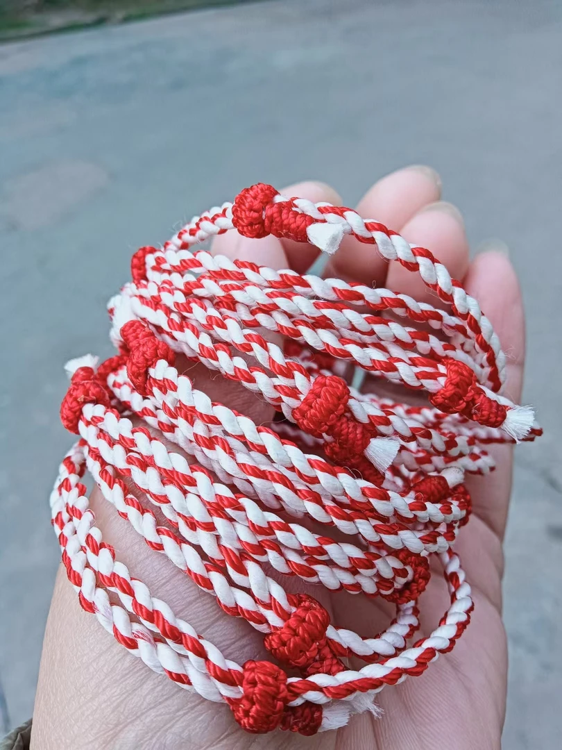 纯手工缫丝编织的生蚕丝桑蚕茧宝宝孕妇可调节平安手脚链转运红绳