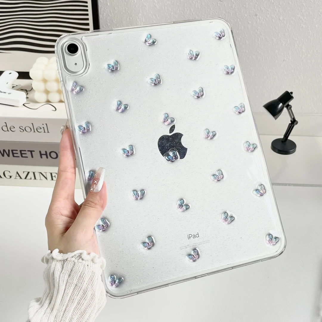 滴胶平板保护套ipad11代硬壳亚克力air7蝴蝶10.9寸可爱小熊mini
