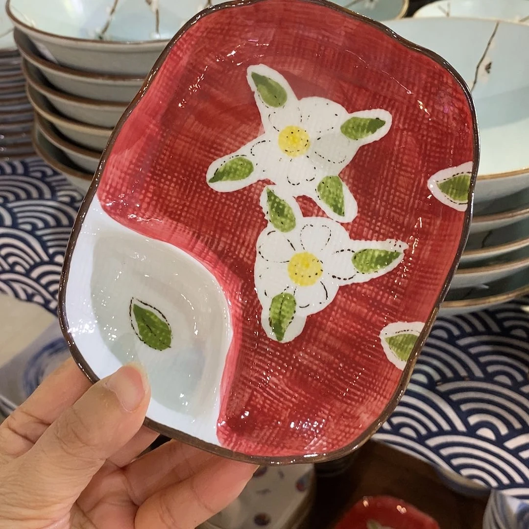 瓷片日本进口美浓烧分格盘