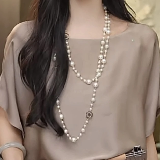 铜合金琉璃项链 珍珠玫瑰花项链复古秋冬时尚轻奢高级感配饰女