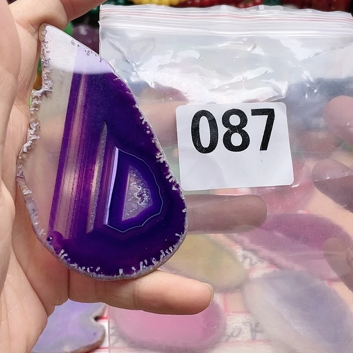 玛瑙/玉髓颈饰银S925镀金镶嵌紫*