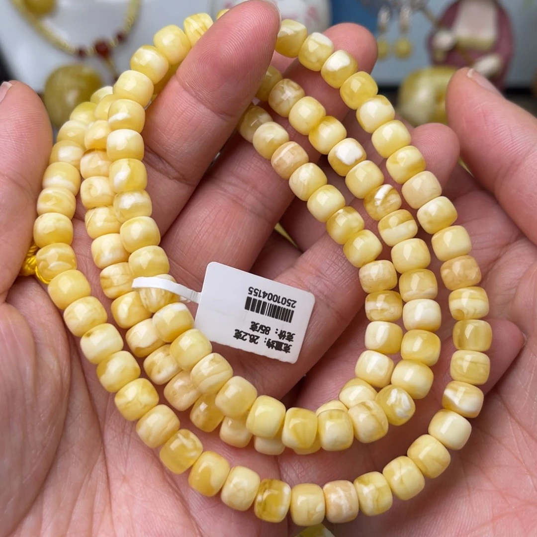 蜜蜡颈饰未镶嵌7.3精工老型108瓷白花蜡