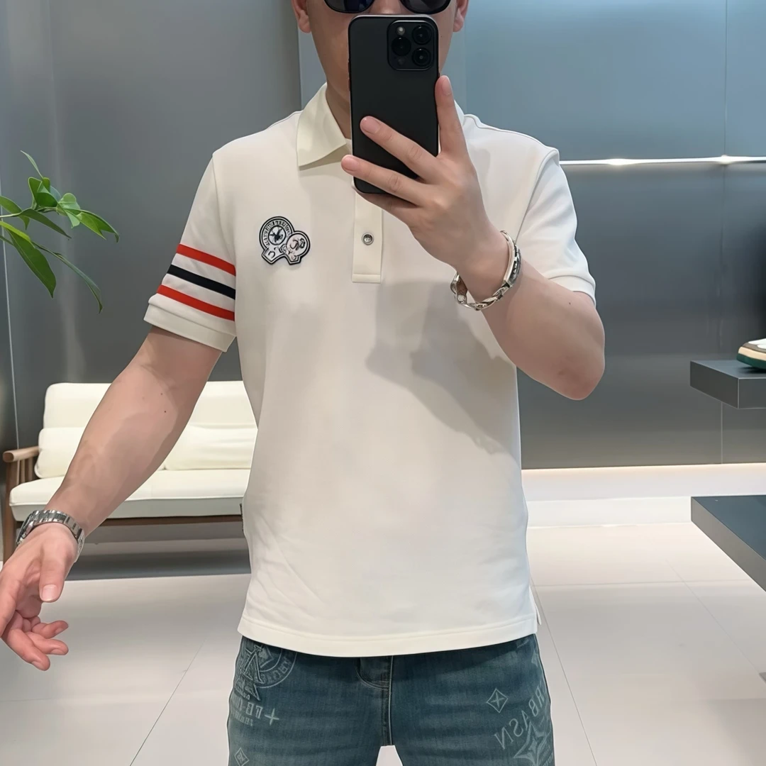 【VG轻奢】2025夏季高品质重工刺绣时尚拼接翻领PoLo衫25076