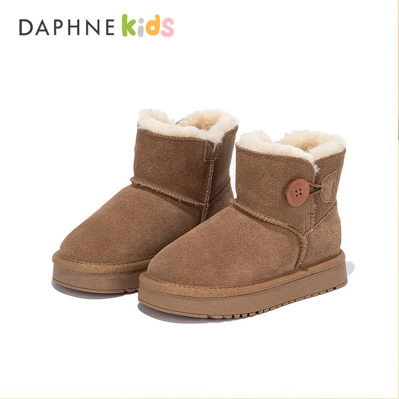 Daphne达芙妮女童鞋子儿童雪地靴2024新款女孩秋冬季加绒7638001