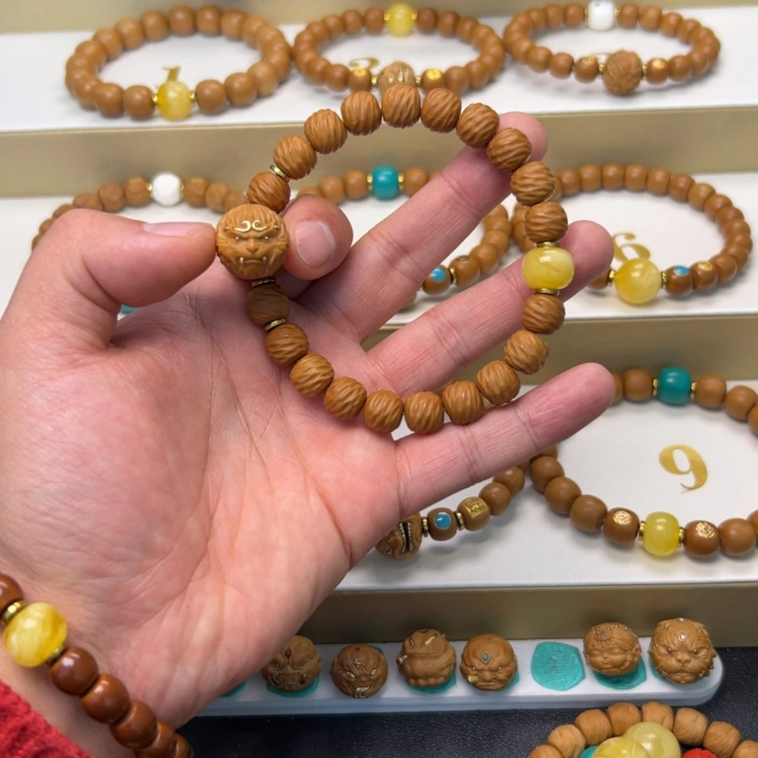 猴头核桃吊坠何**~云锦10 单颗 原矿配饰 原色精工