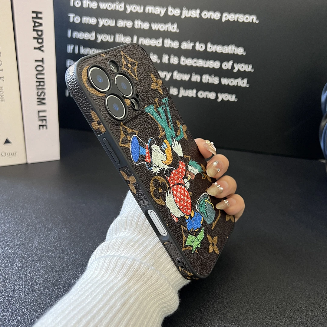 适用苹果16promax手机壳新款唐老鸭KT猫iphone15轻奢14防摔13老花