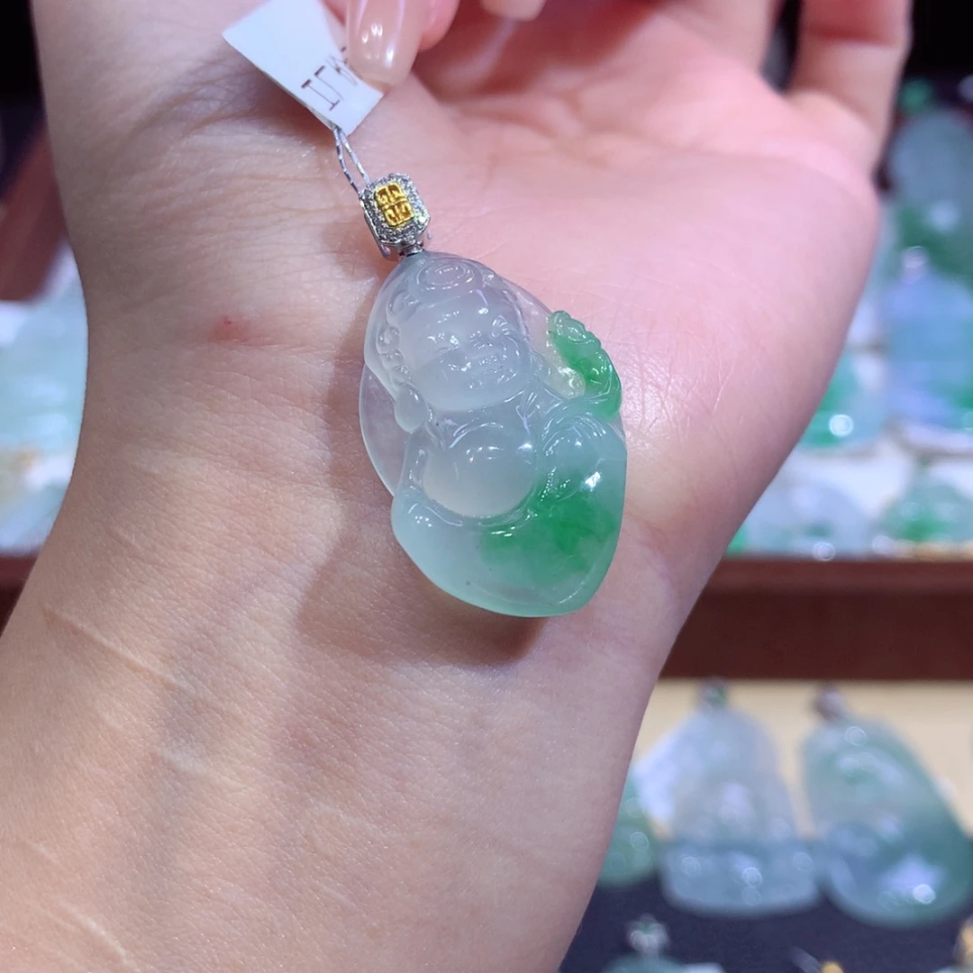 翡翠18K金镶嵌吊坠(不含链)