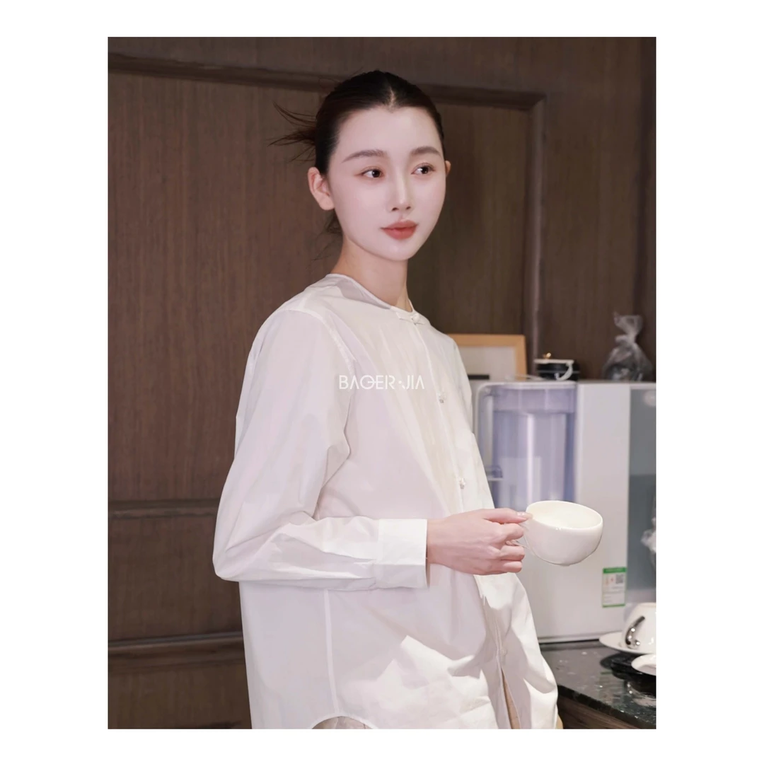 9-【禅意衬衫】宝儿家含幂BK61325102早秋中式圆领一字盘扣口袋衬衫