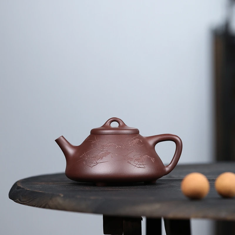【禅砂居】子冶石瓢壶_240cc_紫泥_半手工手制_宜兴原矿紫砂壶圆器