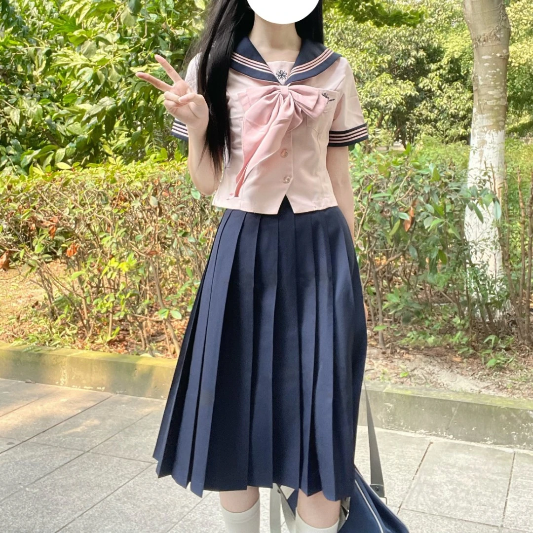 巧所JK百褶裙基础款短裙女正统绀色高腰半身裙女不良jk中长裙