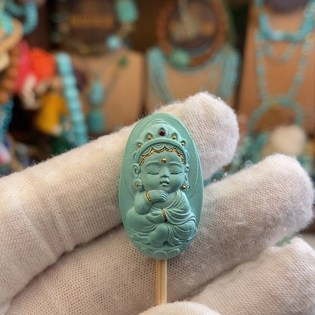 绿松石18K金镶嵌配饰