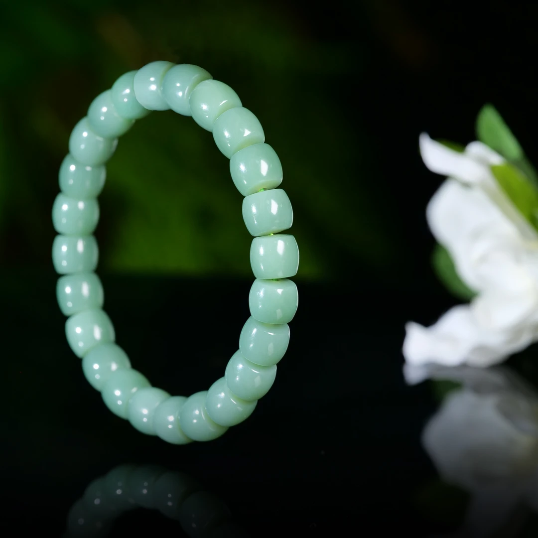 【小雨来了】和田玉8.5mm碧玉粉青直切手串 玉手链 多样性发一件