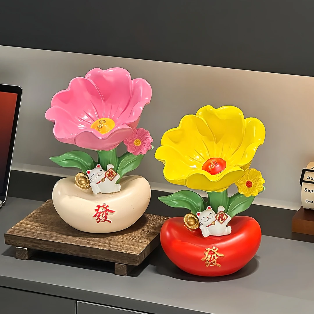 新中式陶瓷摆件入户玄关装饰客厅酒柜桌面置物乔迁开业礼物装饰品