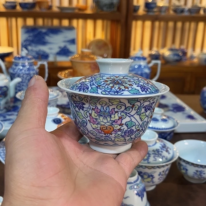 錡镇堂手工手绘绘盖碗