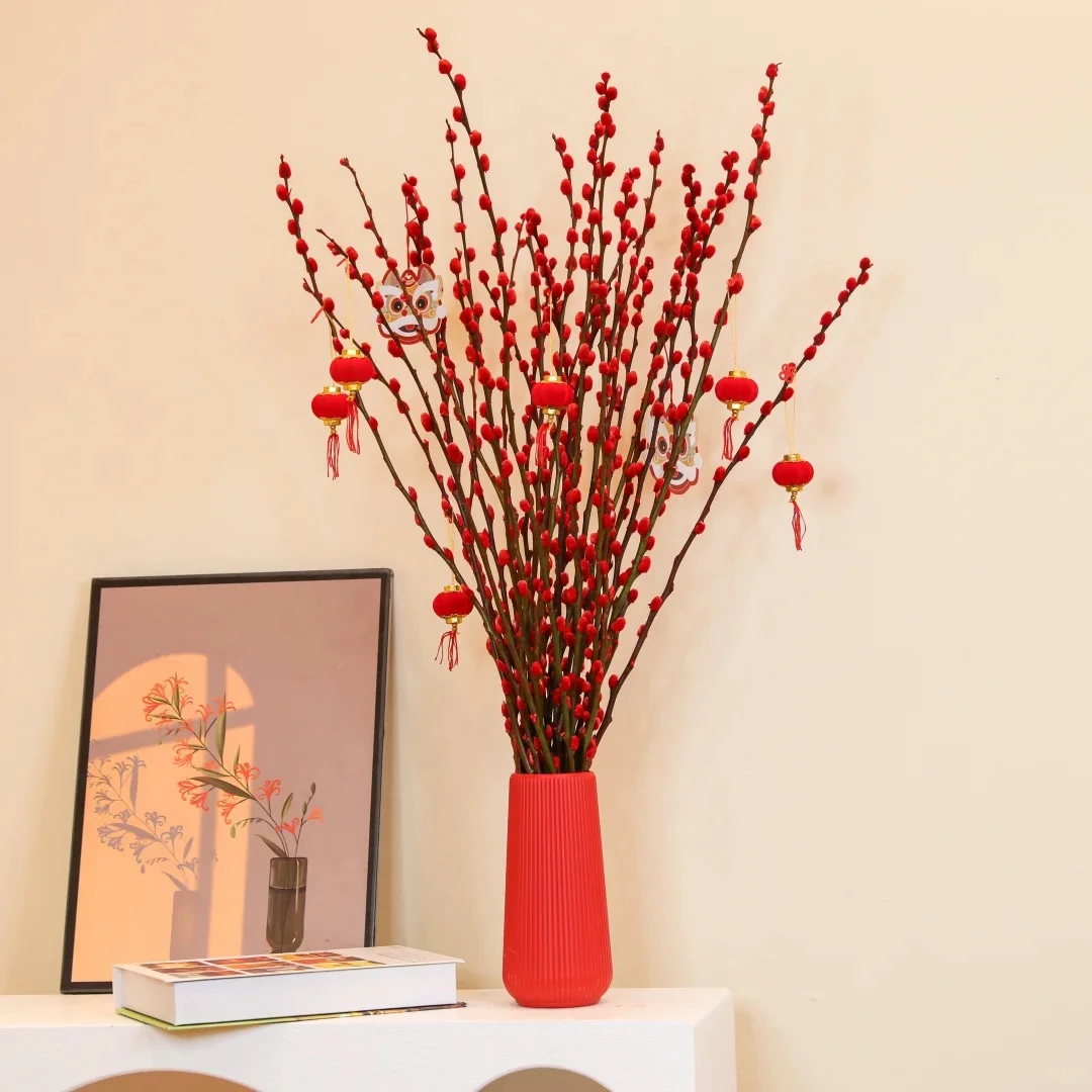 【年味款】银柳20枝+花瓶+8个喜气挂件