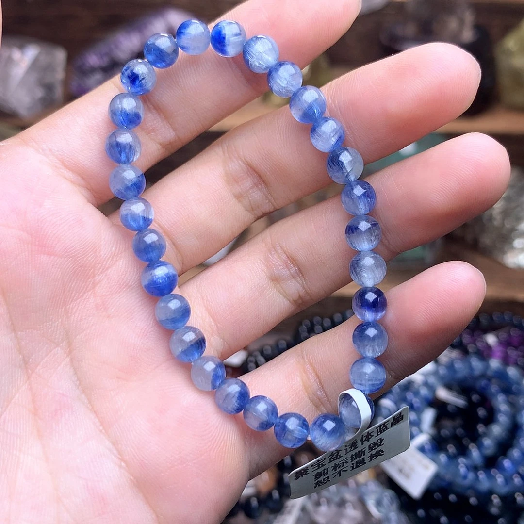 水晶手链未镶嵌透体蓝晶6