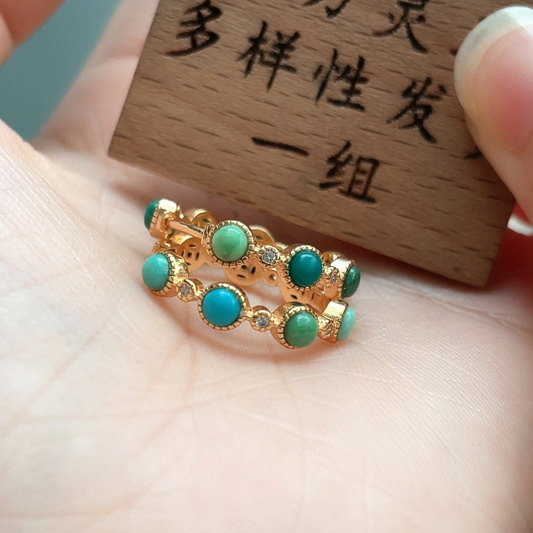 银S925镶嵌绿松石耳饰