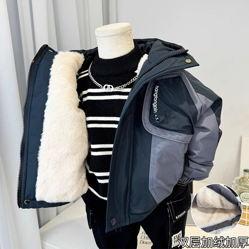 男童棉服冬款2024新款儿童加厚棉衣男宝宝冬季外套加绒保暖派克服