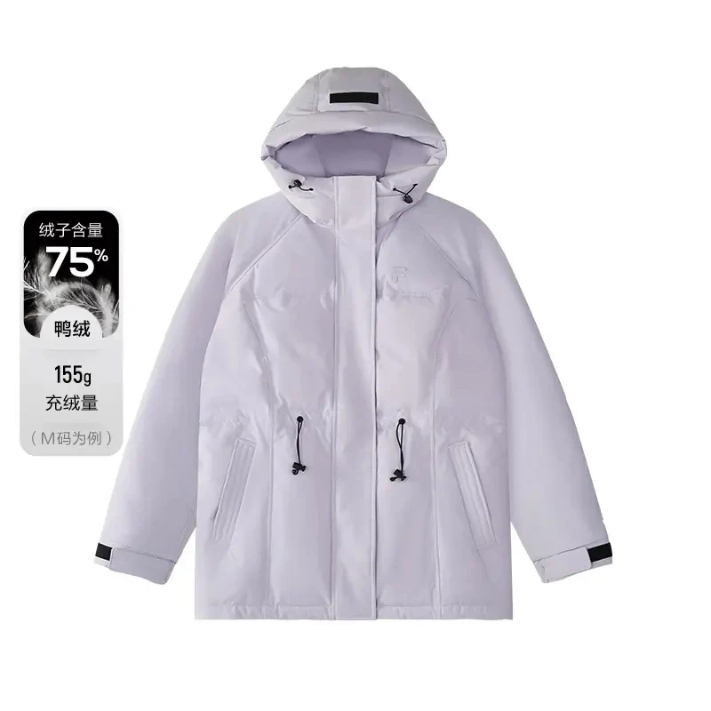 FILA FUSION羽绒服女款连帽防风冬季保暖鸭绒厚外套T11W515904F