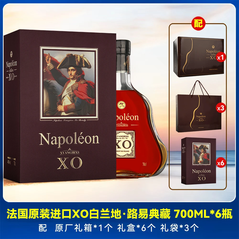 法国原装进口轩格斯XO白兰地·路易典藏 40度洋酒 700ml*6瓶！