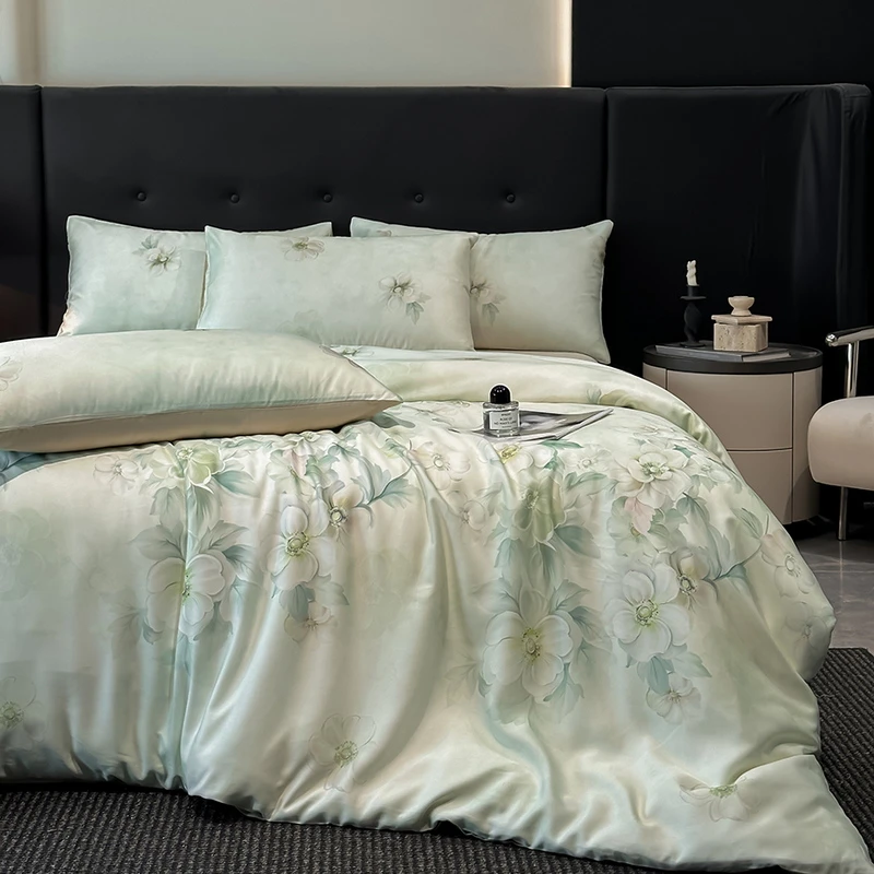 2025新款莱赛尔天丝数码印花四件套夏床单被套被罩宿舍床上三件套