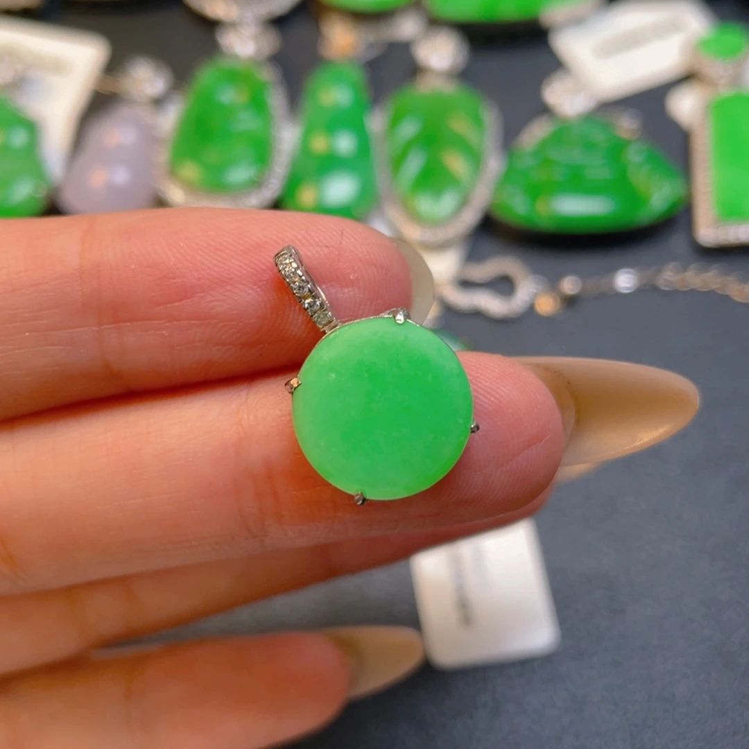 翡翠银S925镶嵌吊坠(不含链)