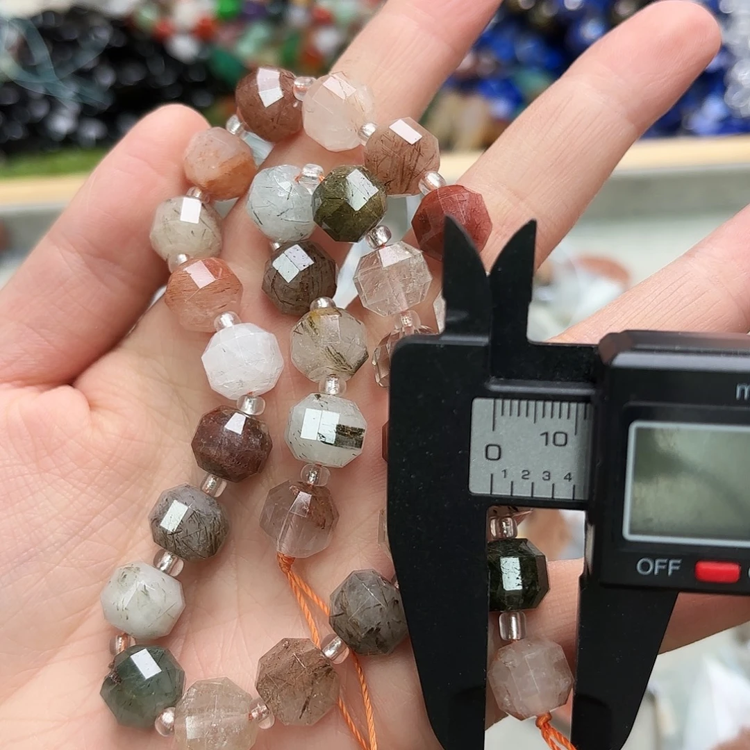 玛瑙/玉髓未镶嵌珠宝半成品卡十彩发晶路路通一条