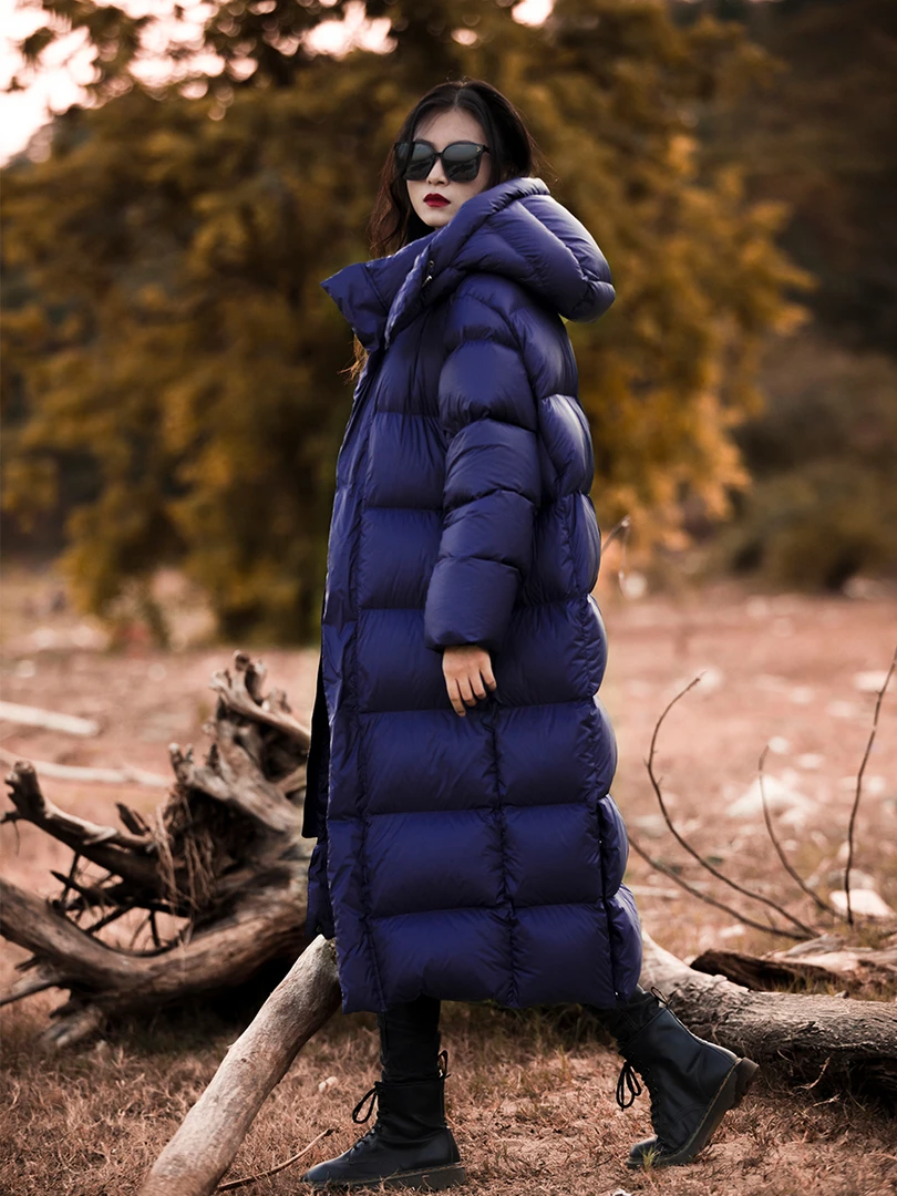 YUGIFTS/羽物400克加厚防风保暖长款95白鹅绒羽绒服户外冬季