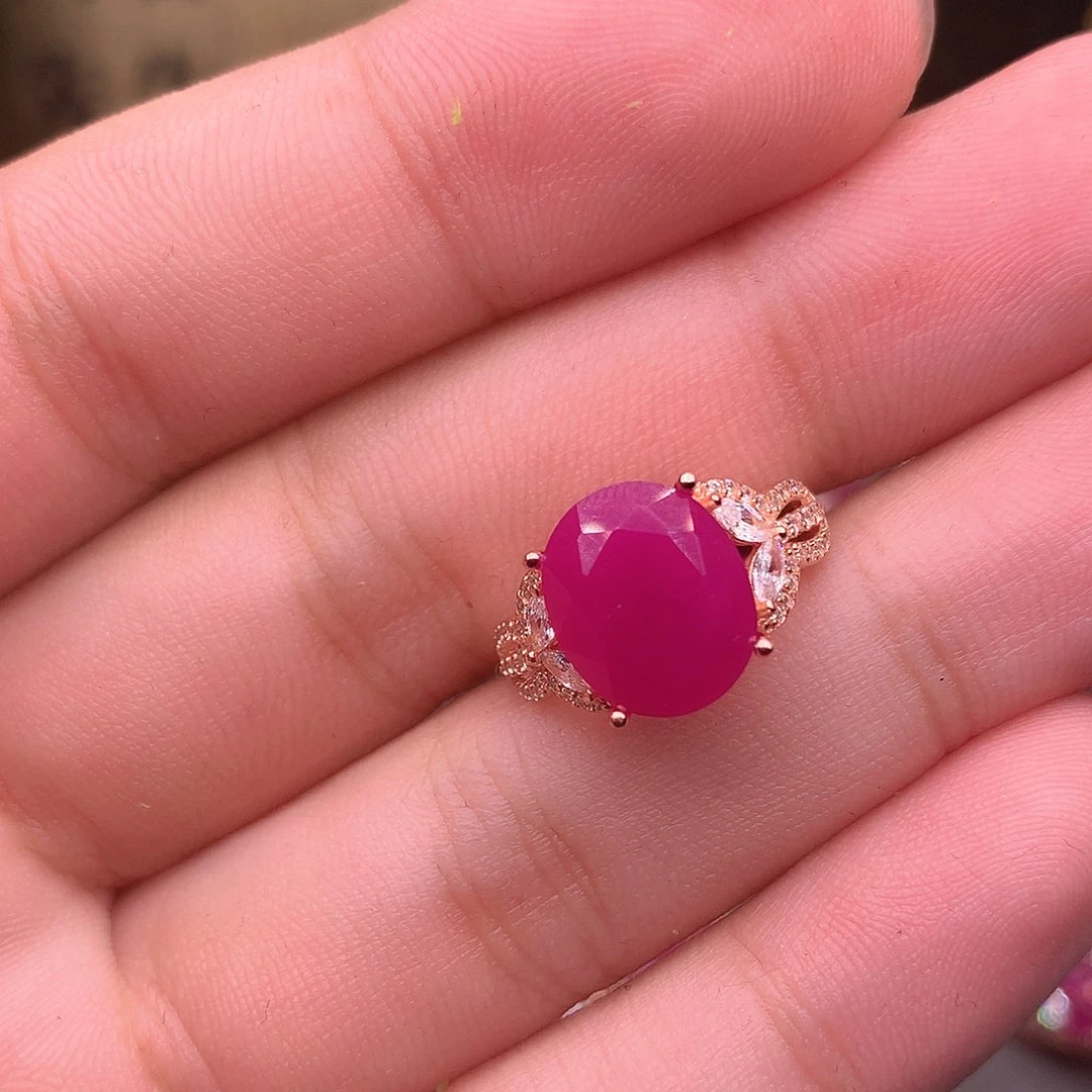 红宝石戒指银S925镶嵌