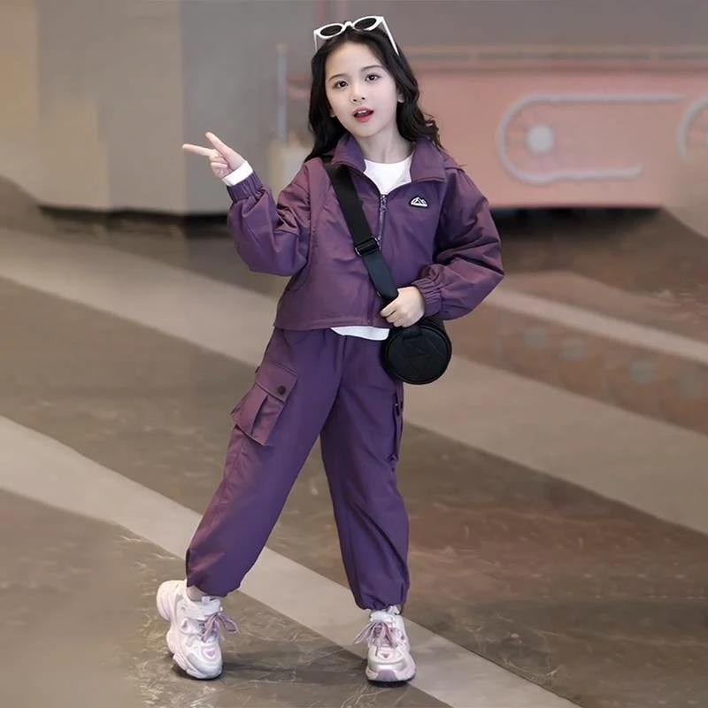 FAVMARTHA女童秋装套装2025新款儿童洋气运动工装两件套时髦大童