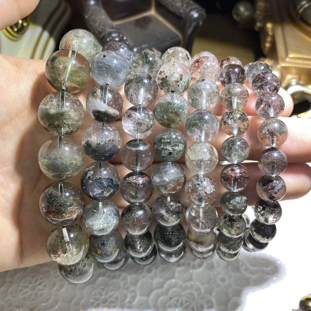 D735-天然绿幽灵水晶手串单圈-多样性发其一