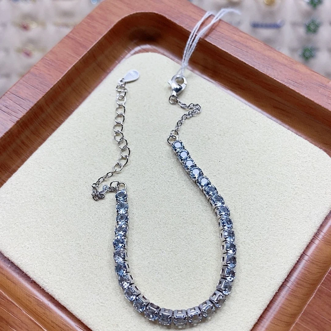 海蓝宝石手链银S925镶嵌549