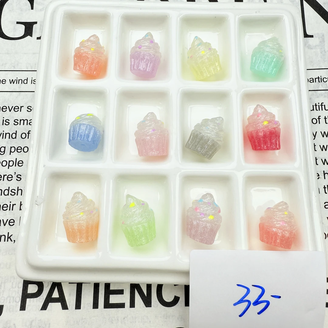 韩国胶定制款33 细闪小蛋糕冰淇淋通孔 DIY手工配件