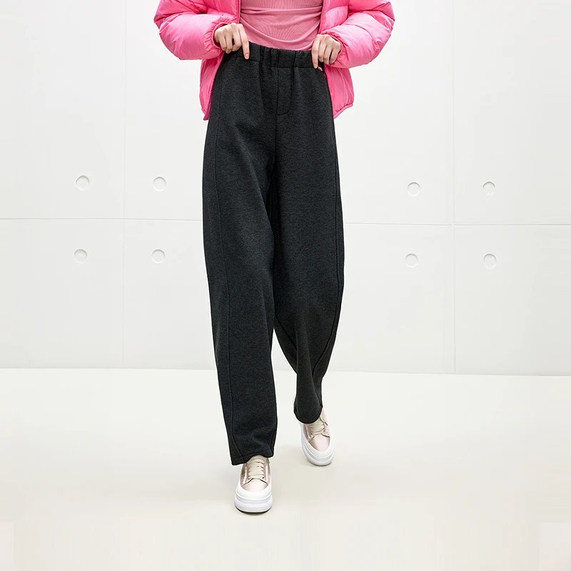 Juicy Couture橘滋25年秋冬新款毛呢垂坠宽松直筒休闲长裤女