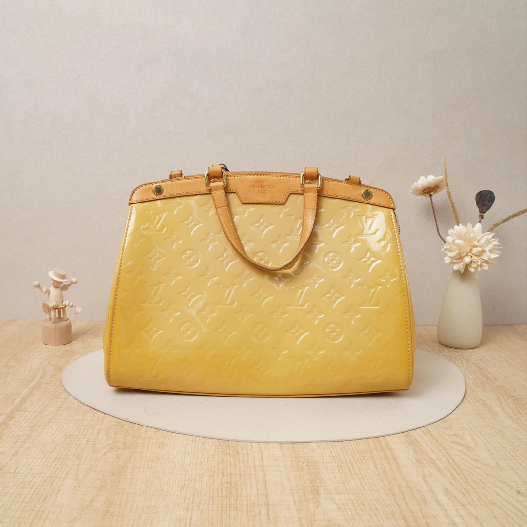 95新 LouisVuitton/路易威登 中古医生包大号黄色漆皮/DS038409