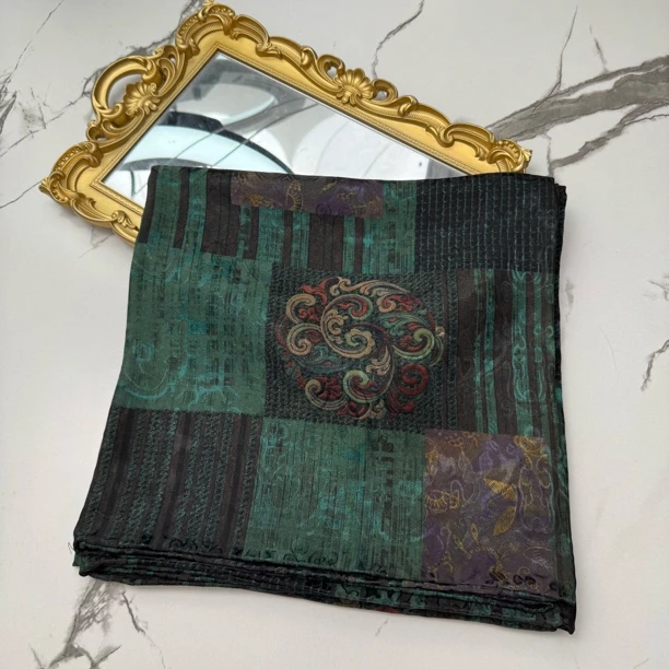 丝纡 幽幽时光 湖丝重缎慢织香云纱桑蚕丝135*135披肩