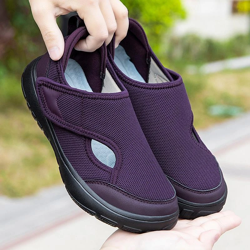 足力健安全老人鞋大脚骨拇外翻女软底加肥宽胖脚女宽头舒适妈妈鞋