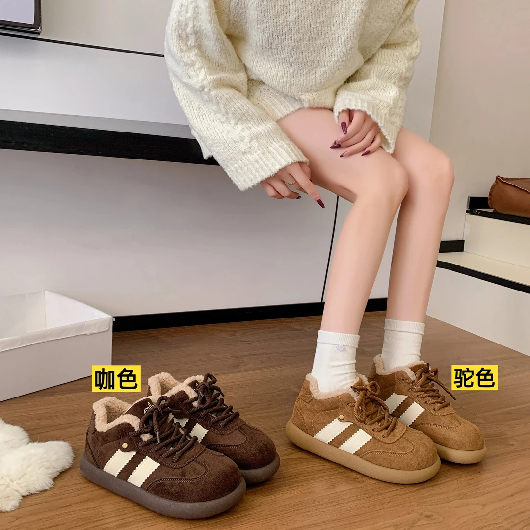 616-13大码女鞋德训鞋冬季新款加绒大棉保暖运动休闲鞋爆款防滑