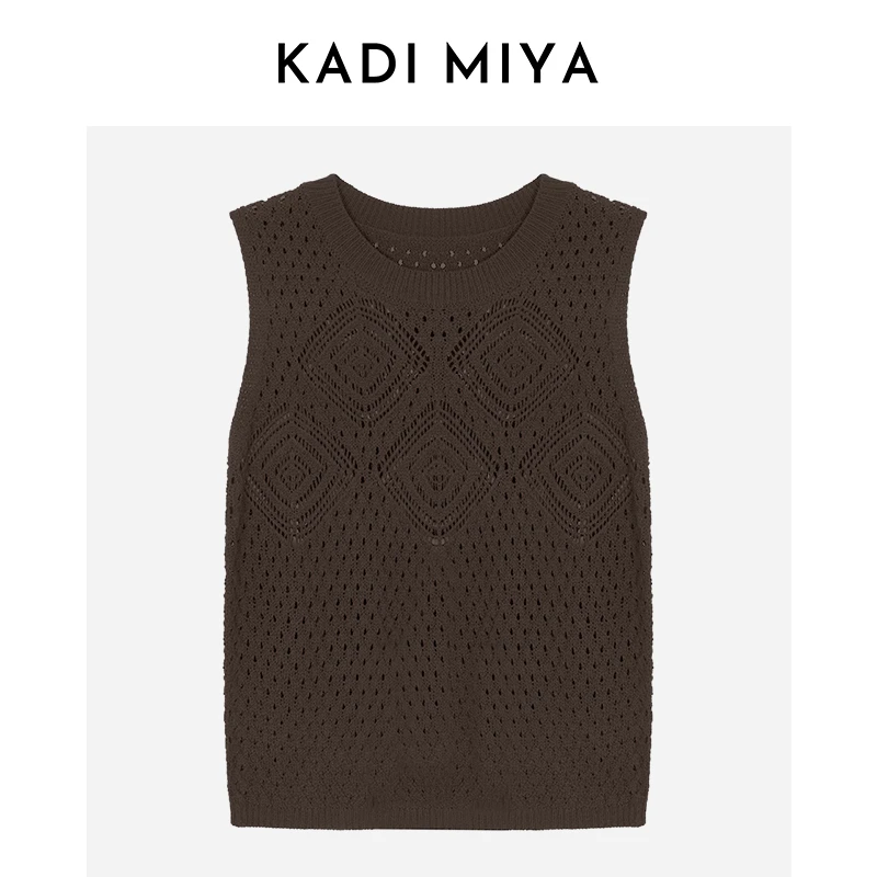 KADIMIYA【仲夏织梦】法式钩花圆领针织毛衫优雅百搭无袖背心叠穿