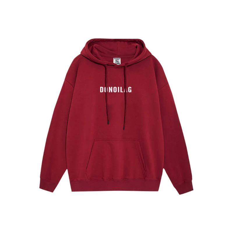 易烊千玺同款红色字母卫衣男女秋冬新款加绒加厚周边情侣外套衣服