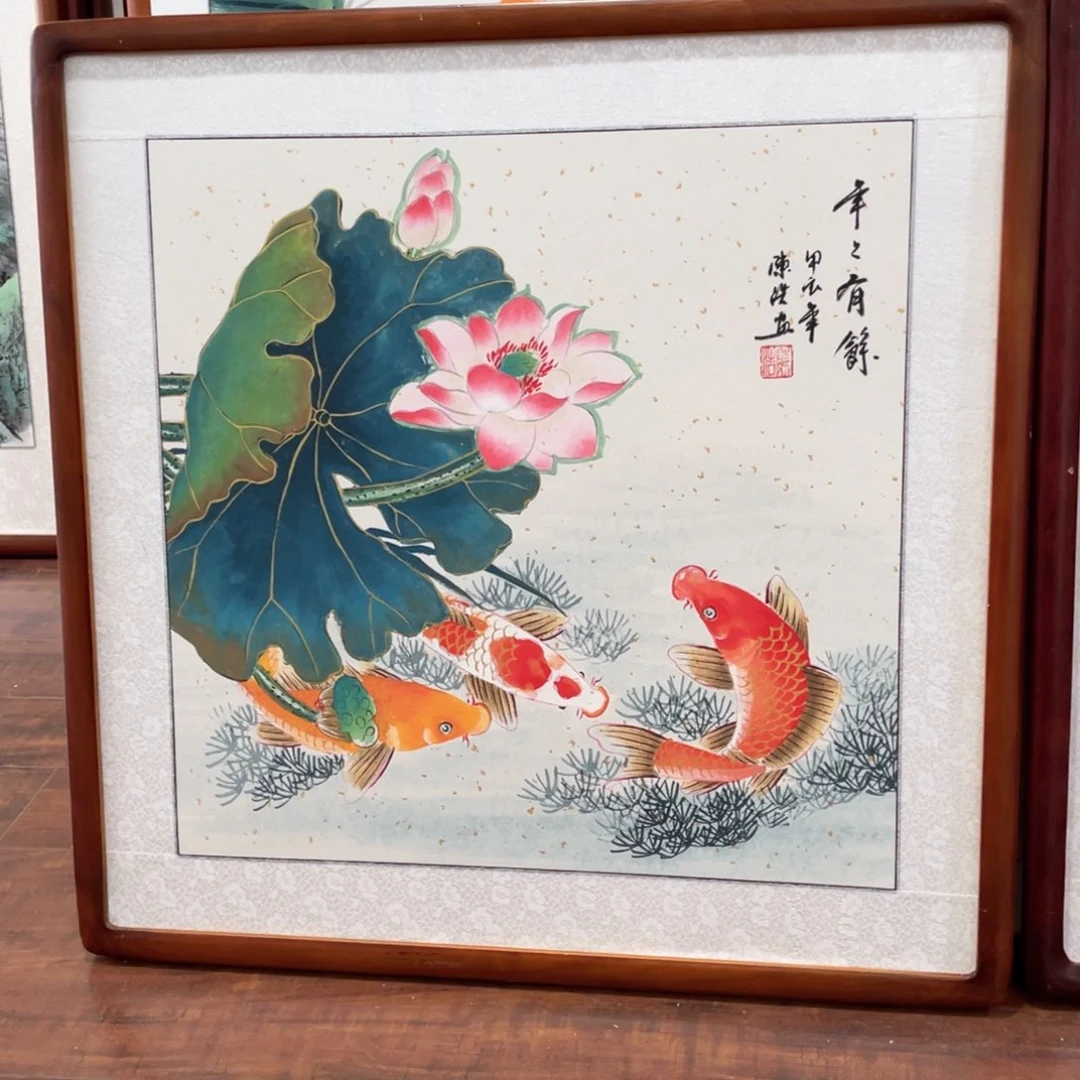 国画封**海手绘带框尺寸63*63厘米