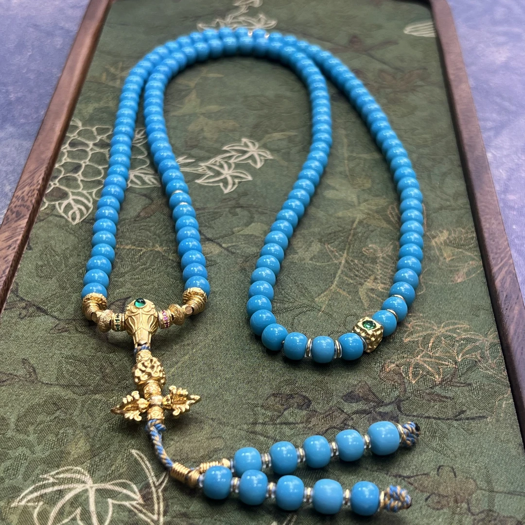 【珺笙珠宝】传世·紫罗蓝玉化云盖寺绿松石限量版18K金项链