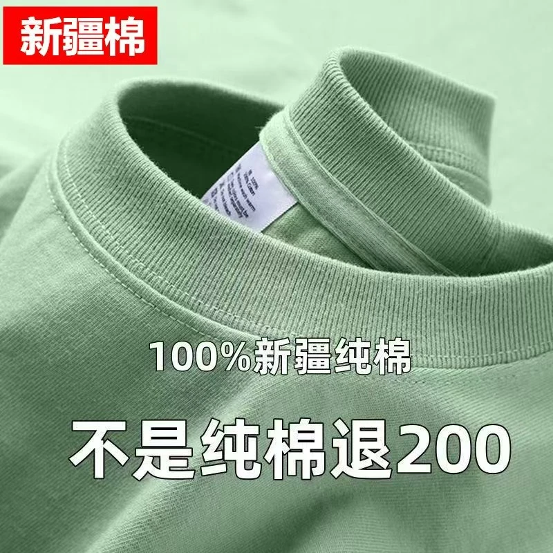 卖爆了~100%纯棉短袖t恤宽松大码全棉半截袖体恤汗衫白色打底男女