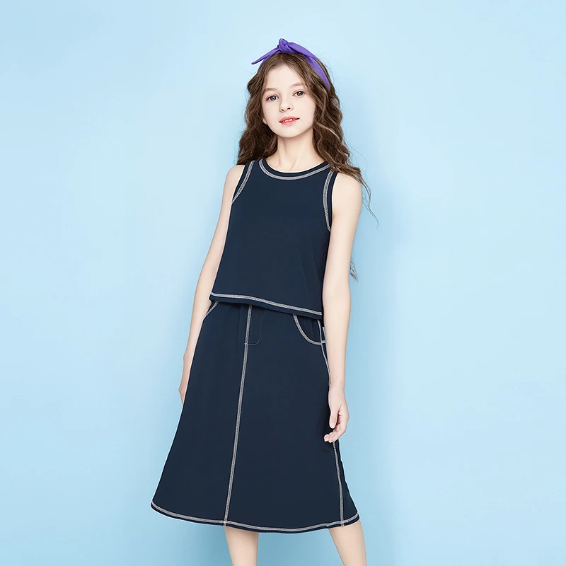 笛莎女童2025夏季新款中大童女孩宝宝儿童洋气休闲套装-QM252T104