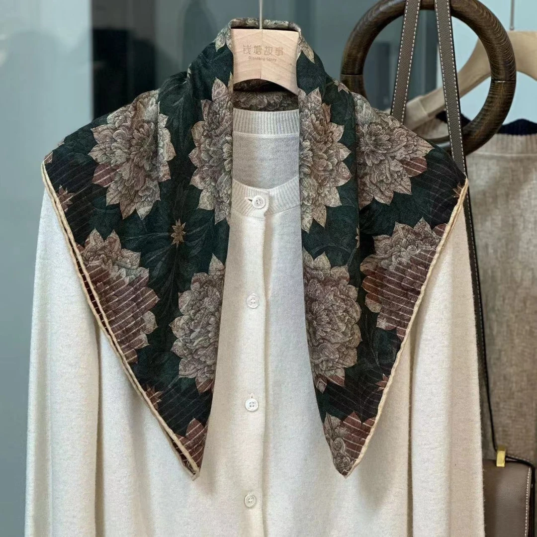 Qiantang Story/钱塘故事70丝毛-云青烟岚围巾65*65cm