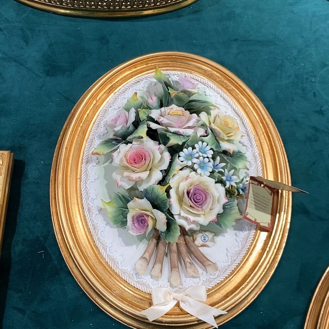 摆件意大利陶瓷花挂画赏盘