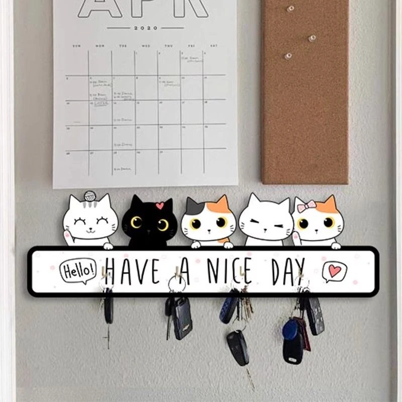 简约小清新可爱装饰挂钩装饰画小猫咪挂钩免打孔客厅玄关装扮