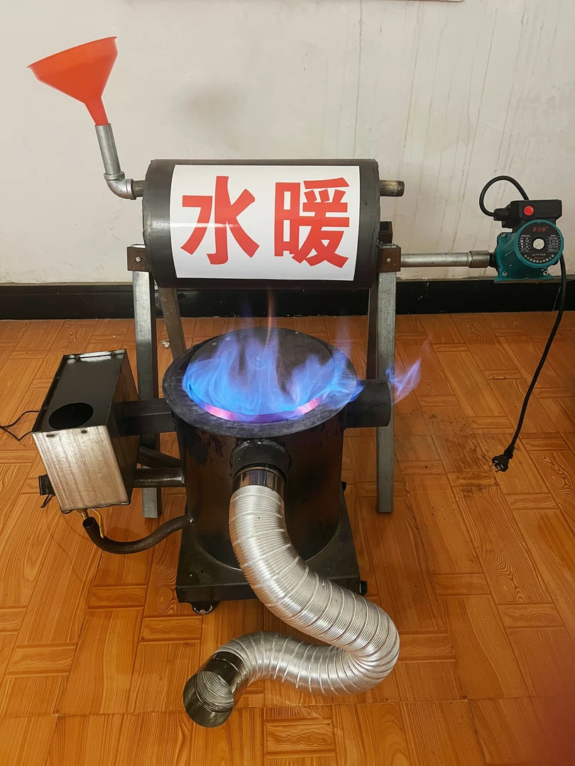 水暖地暖暖气片循环水箱蓝火废油气化取暖炉大面积增温加热保暖